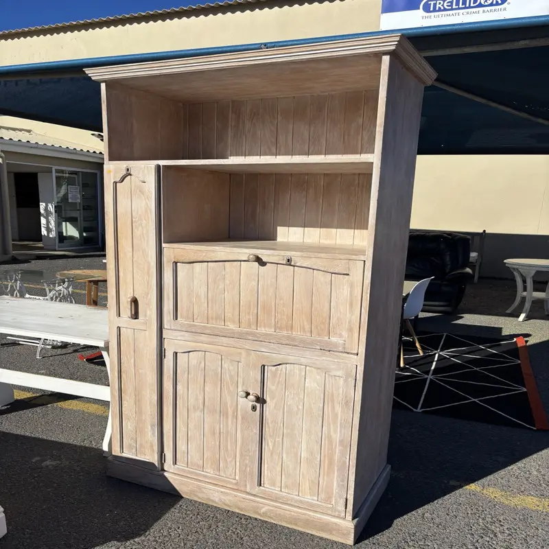 Rustic Farmhouse Storage Cabinet with Drop-Front Desk - Image 5