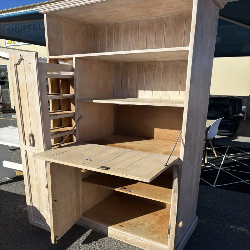 Rustic Farmhouse Storage Cabinet with Drop-Front Desk - Image 4