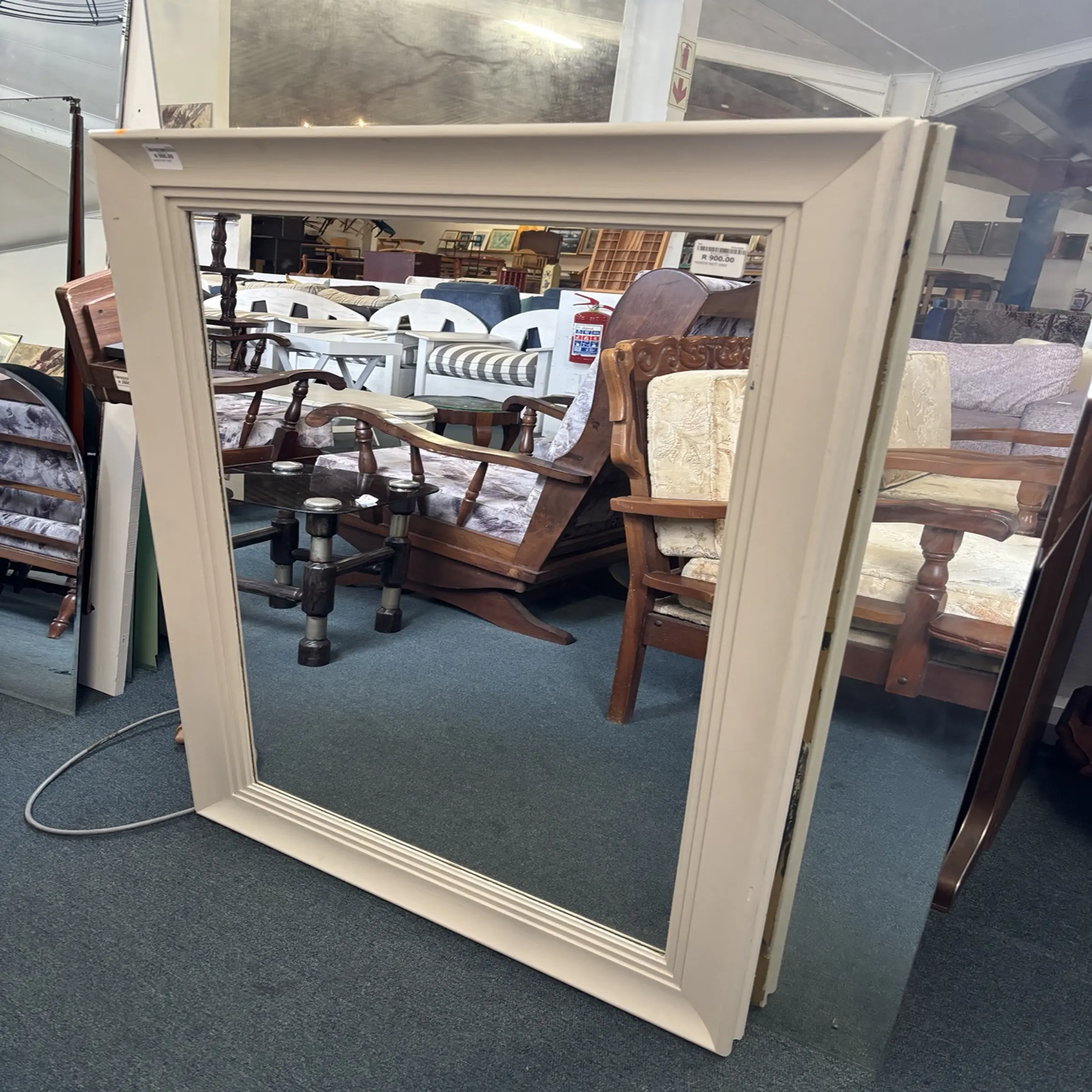 Grey Framed Rectangular Wall Mirror - Image 2