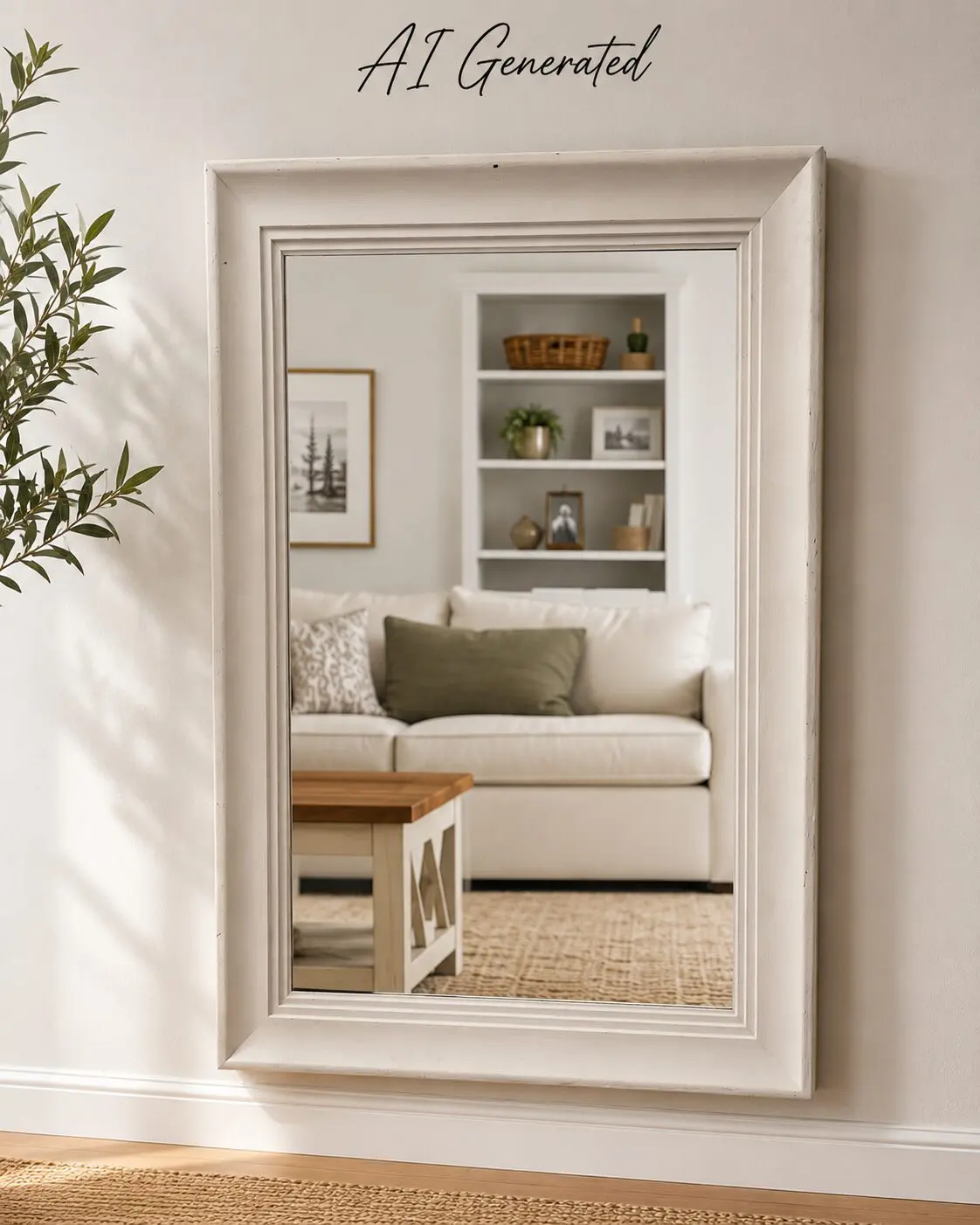 Grey Framed Rectangular Wall Mirror