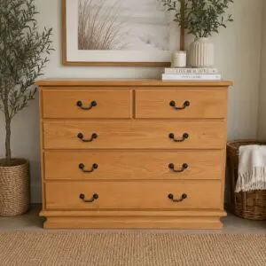 Solid Oak 5 Drawer Chest of Drawers