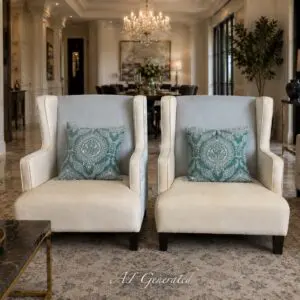 Pair of Extra-Wide Designer Wingback Lounge Chairs