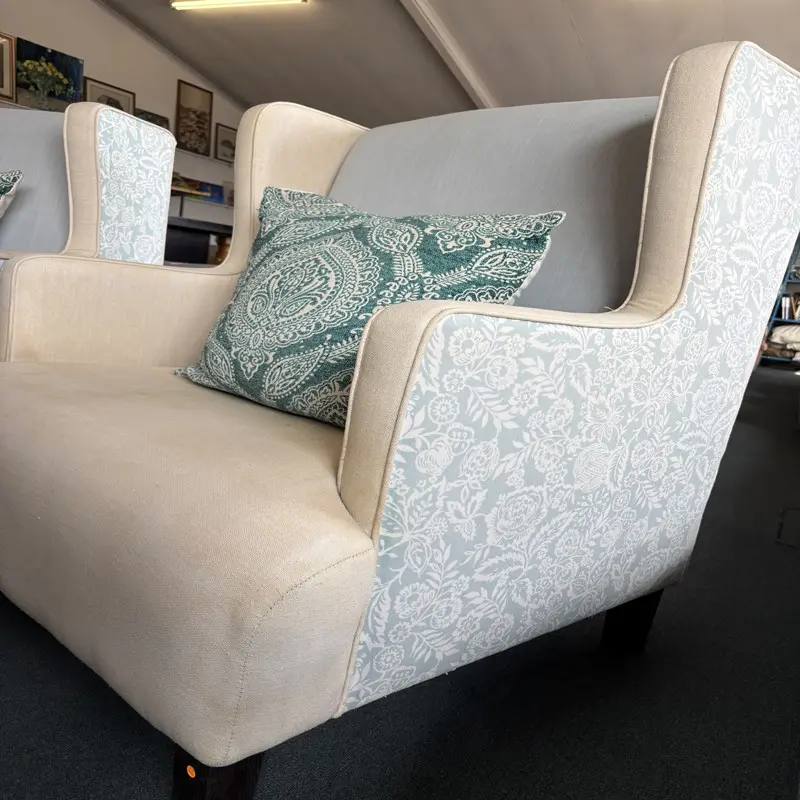 Pair of Extra-Wide Designer Wingback Lounge Chairs - Image 2