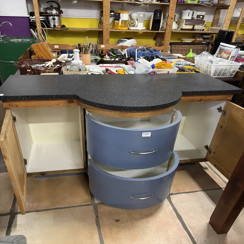 Solid Pine Kitchen Cabinet with Curved Drawer Feature - Image 2