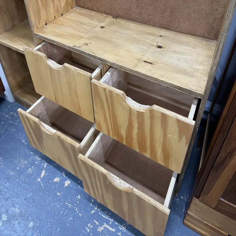 Plywood Open Wardrobe with Shelves & 4 Drawers - Image 4