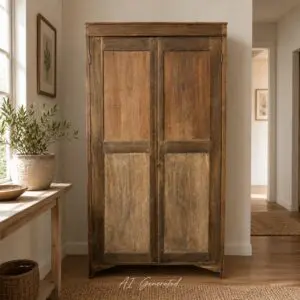 Rustic Solid Wood Two Door Storage Cupboard