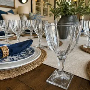 Set of 8 Heavy Clear Stemmed Glasses with Square Bases
