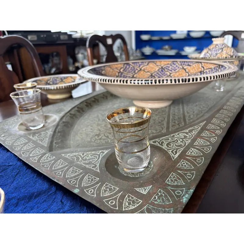 Hand-Painted Tunisian Ceramic Serving Set with Serving Platter - Image 4