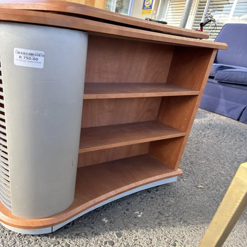 Retro TV Trolley with Frosted Glass Sliding Doors - Image 4
