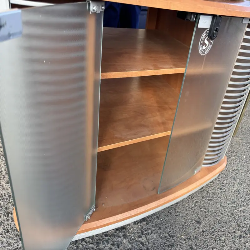 Retro TV Trolley with Frosted Glass Sliding Doors - Image 3