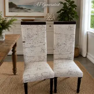 Set of 2 Upholstered Script Print Dining Chairs