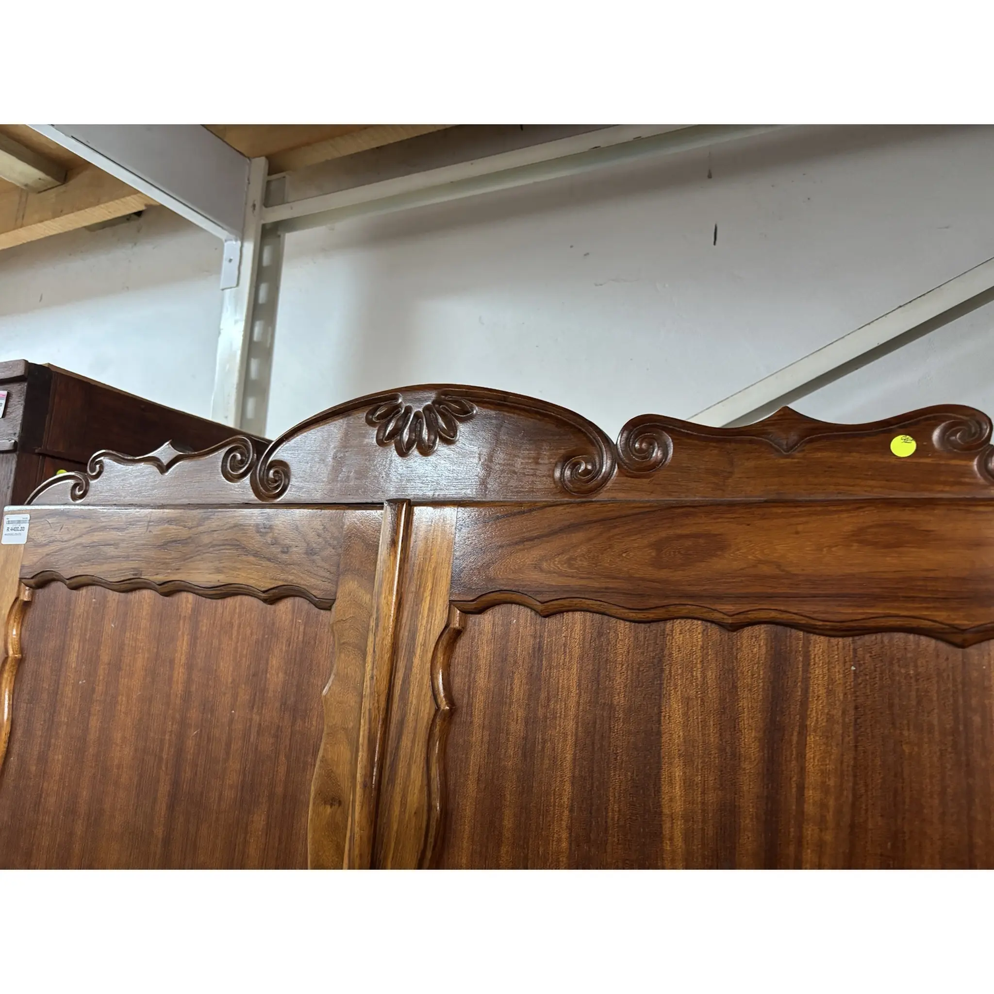 Vintage Two Door Wooden Wardrobe with Brass Hardware - Image 5