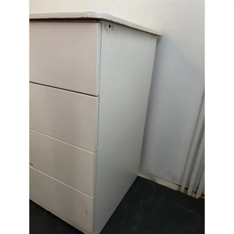White 4-Drawer Cabinet with Side Cupboard - Image 3