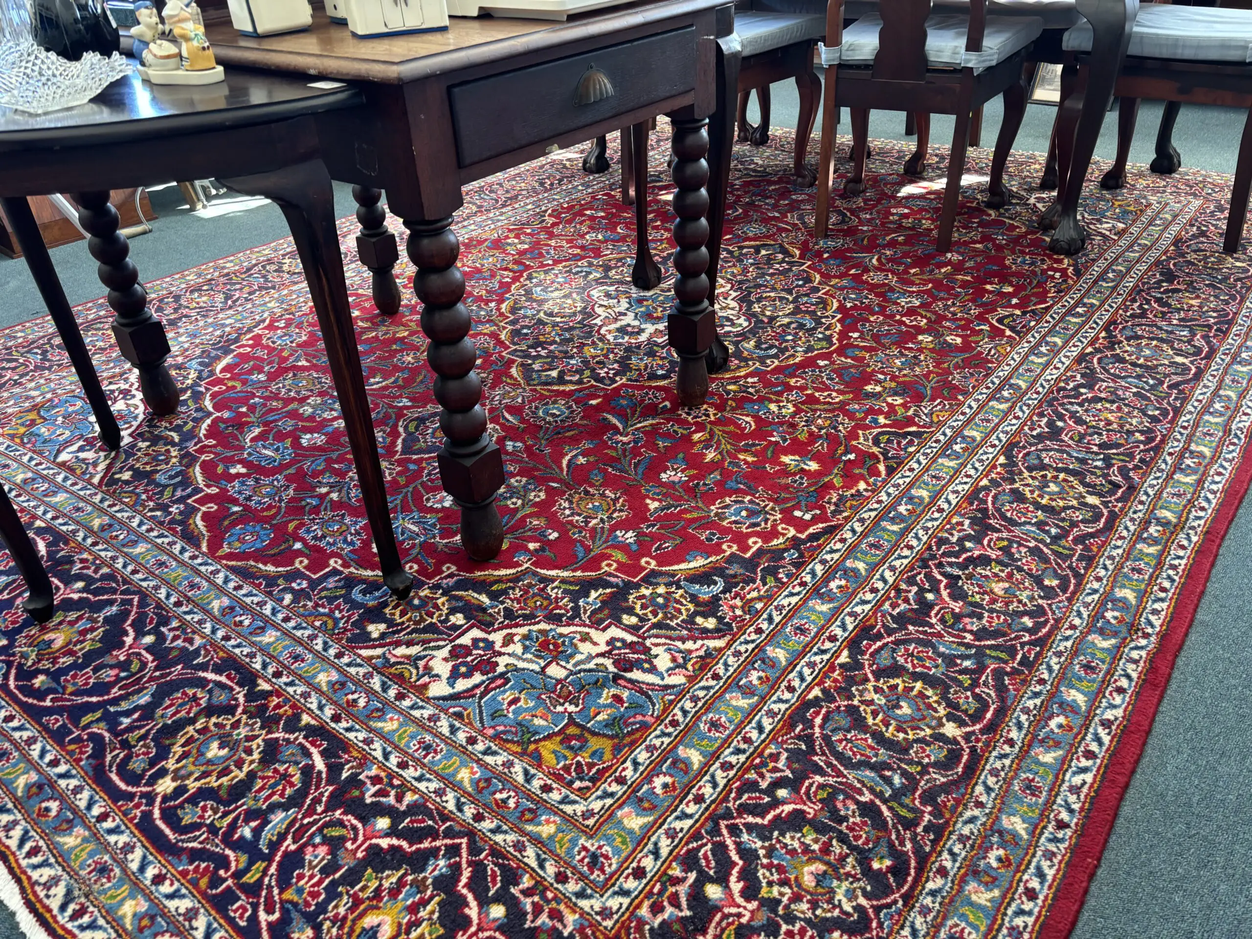 Authentic Persian Kashan Floral Wool Carpet