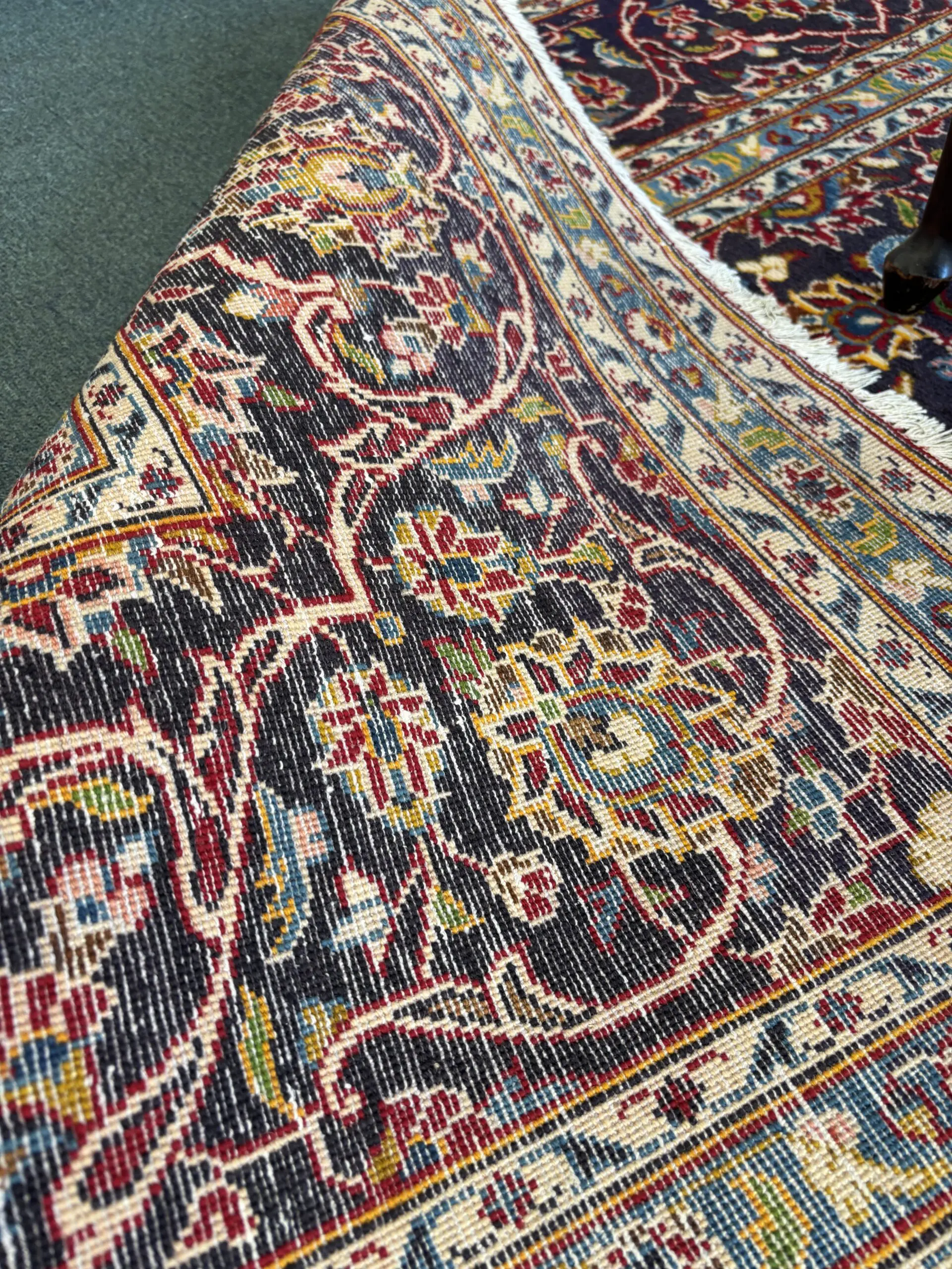 Authentic Persian Kashan Floral Wool Carpet - Image 2