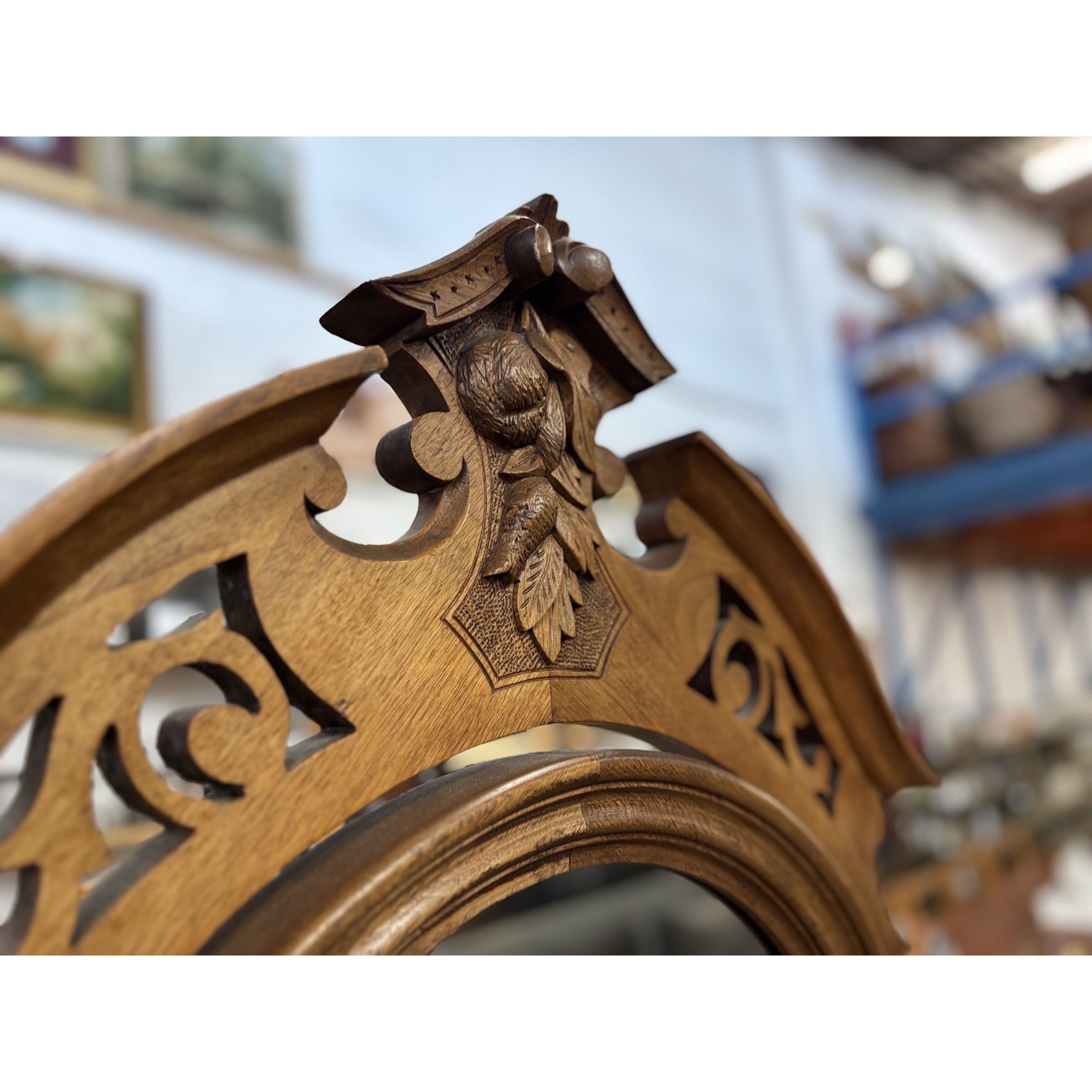 Antique Carved Walnut Mirror Table Stand - Image 4
