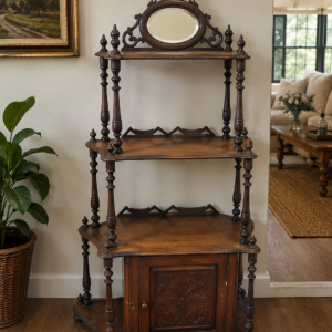 Antique Victorian Whatnot Stand with Mirror & Cupboard