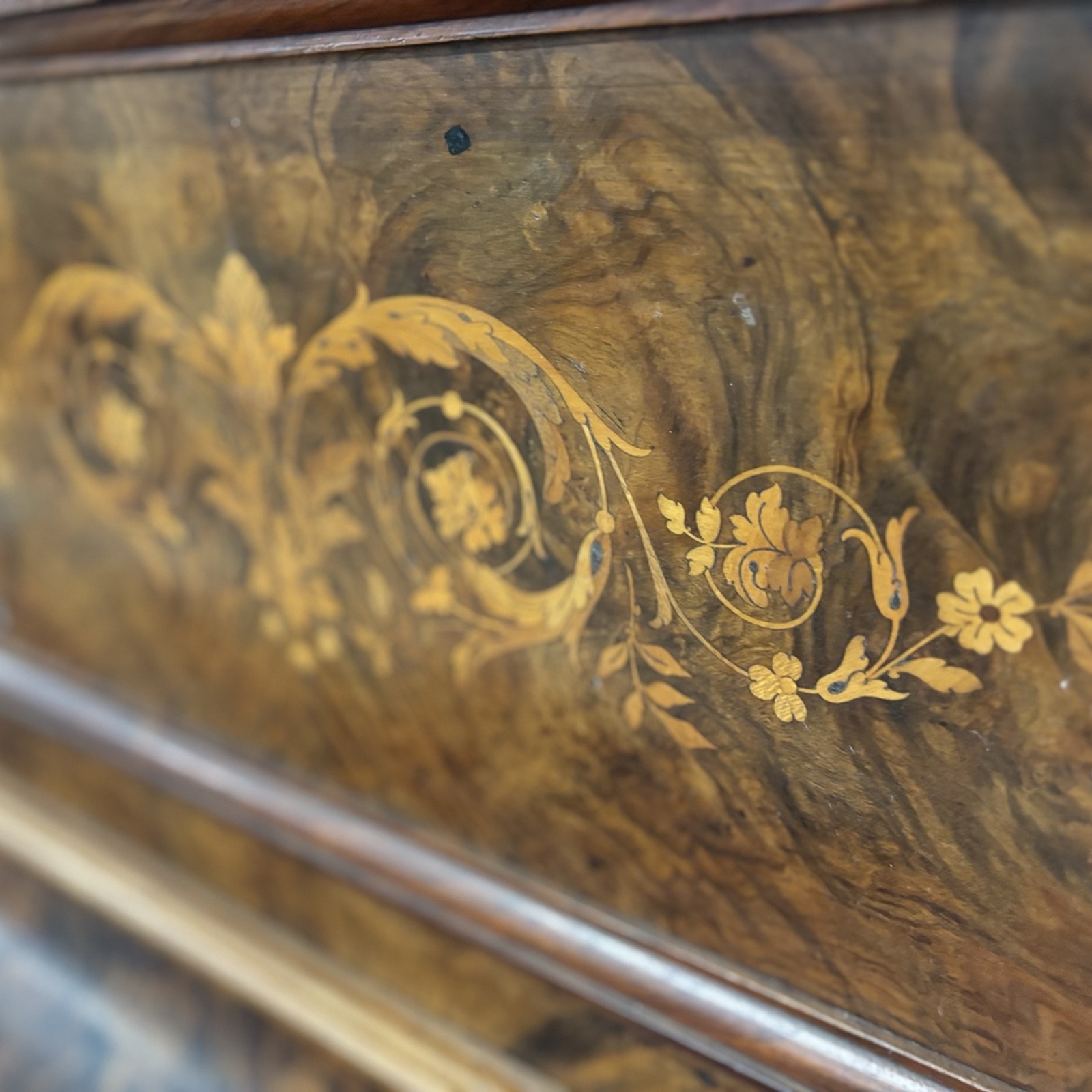 Antique Burr Walnut Upright Piano with Stool - Image 5