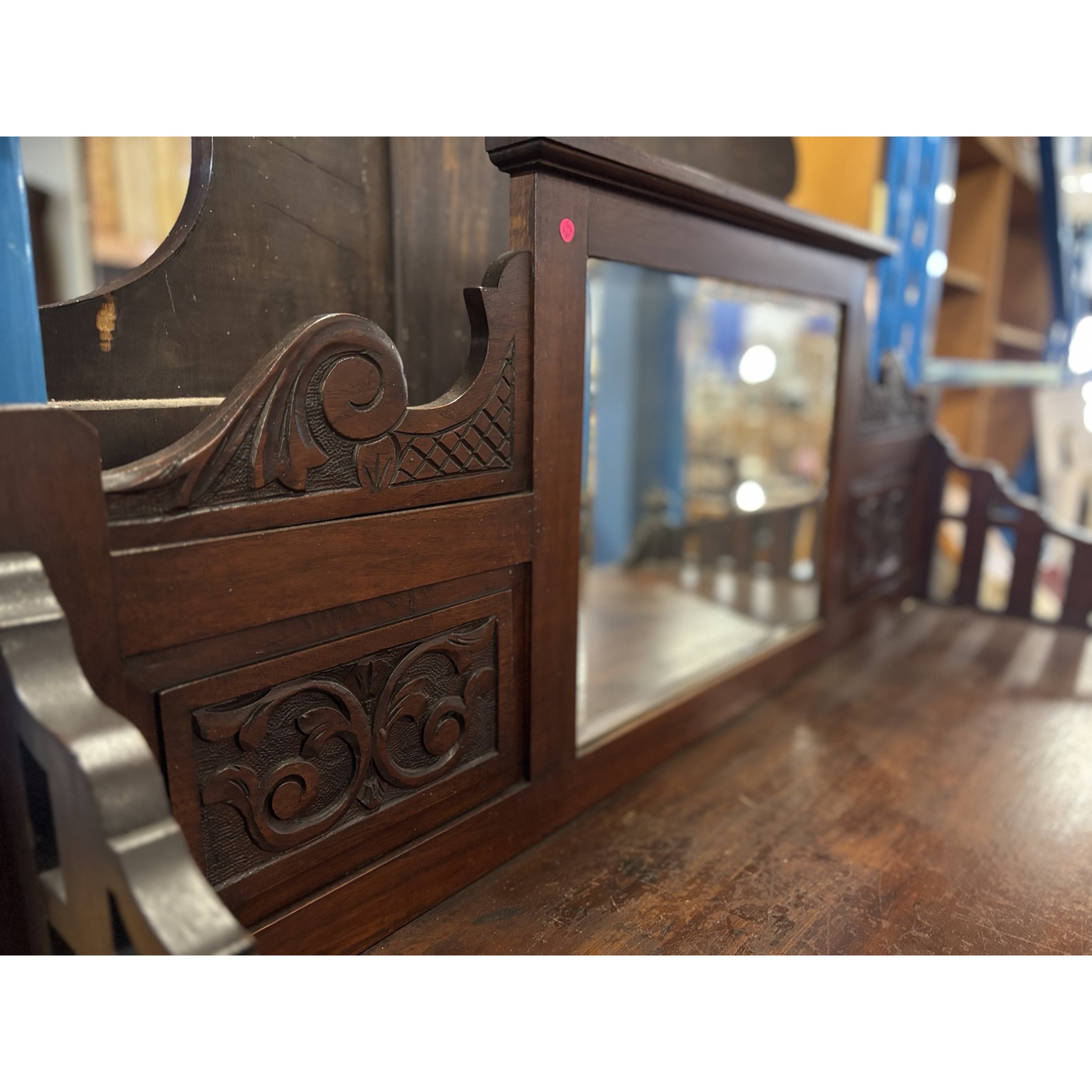 Carved Mahogany 3-Tier Server with Mirror - Image 6