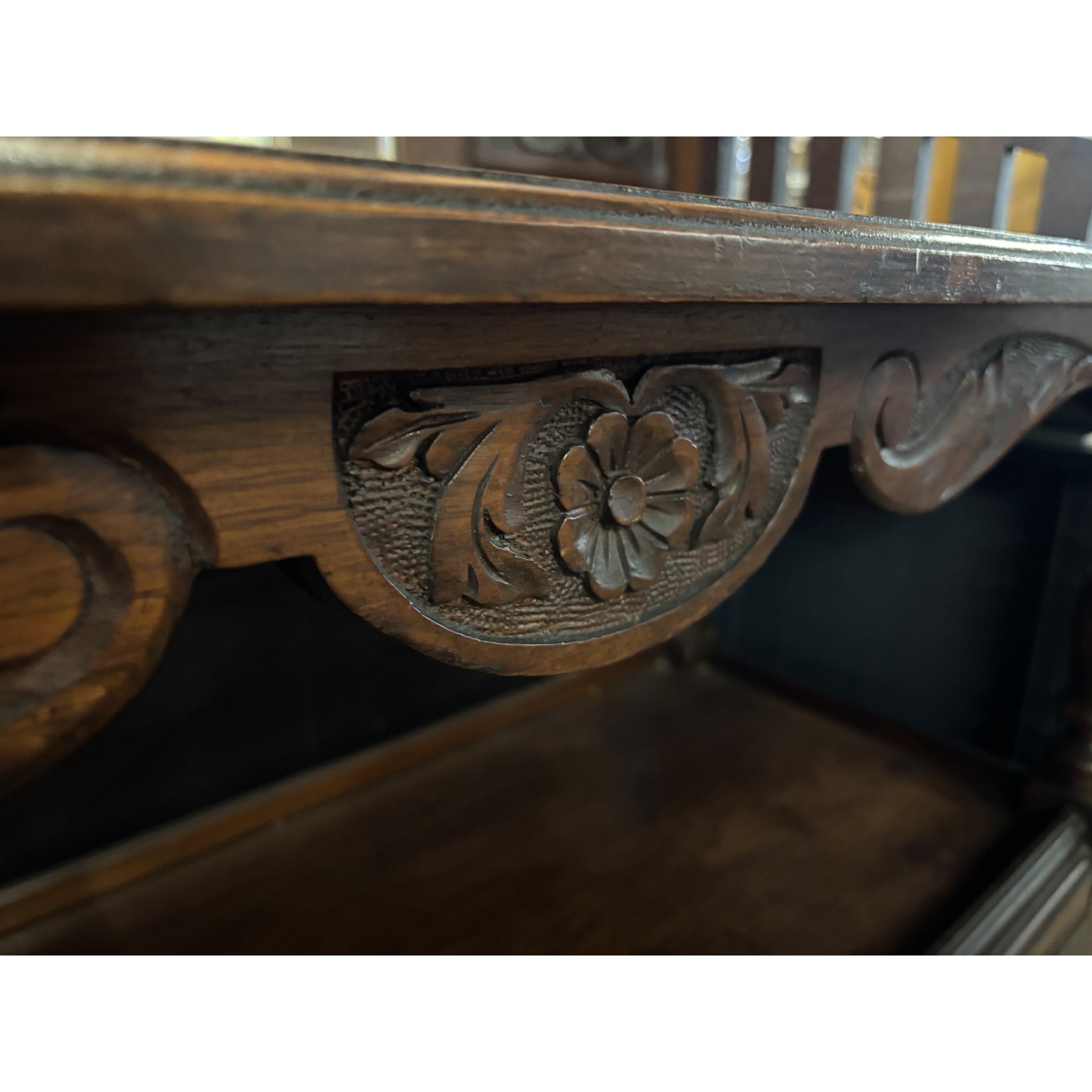Carved Mahogany 3-Tier Server with Mirror - Image 5
