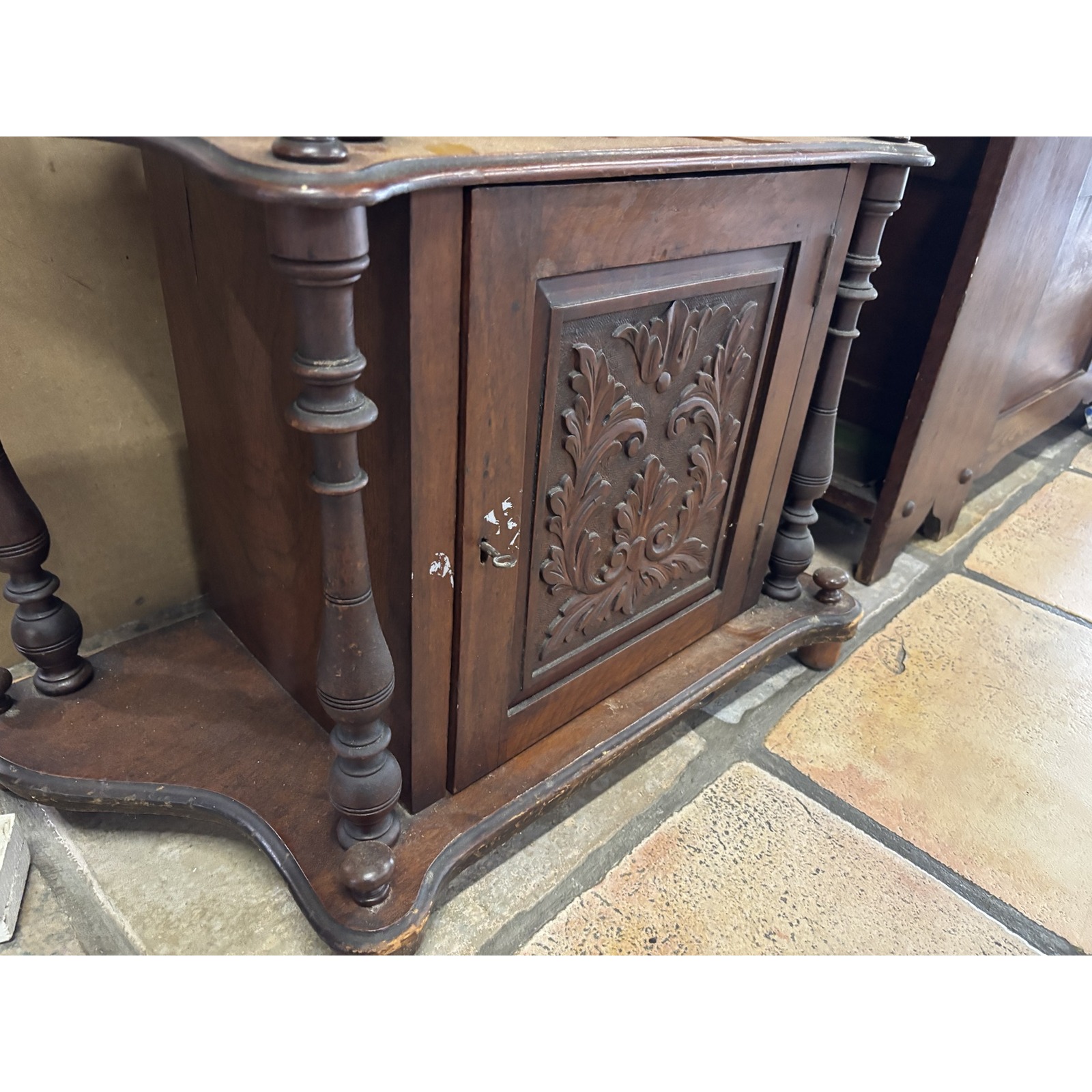 Antique Victorian Whatnot Stand with Mirror & Cupboard - Image 7