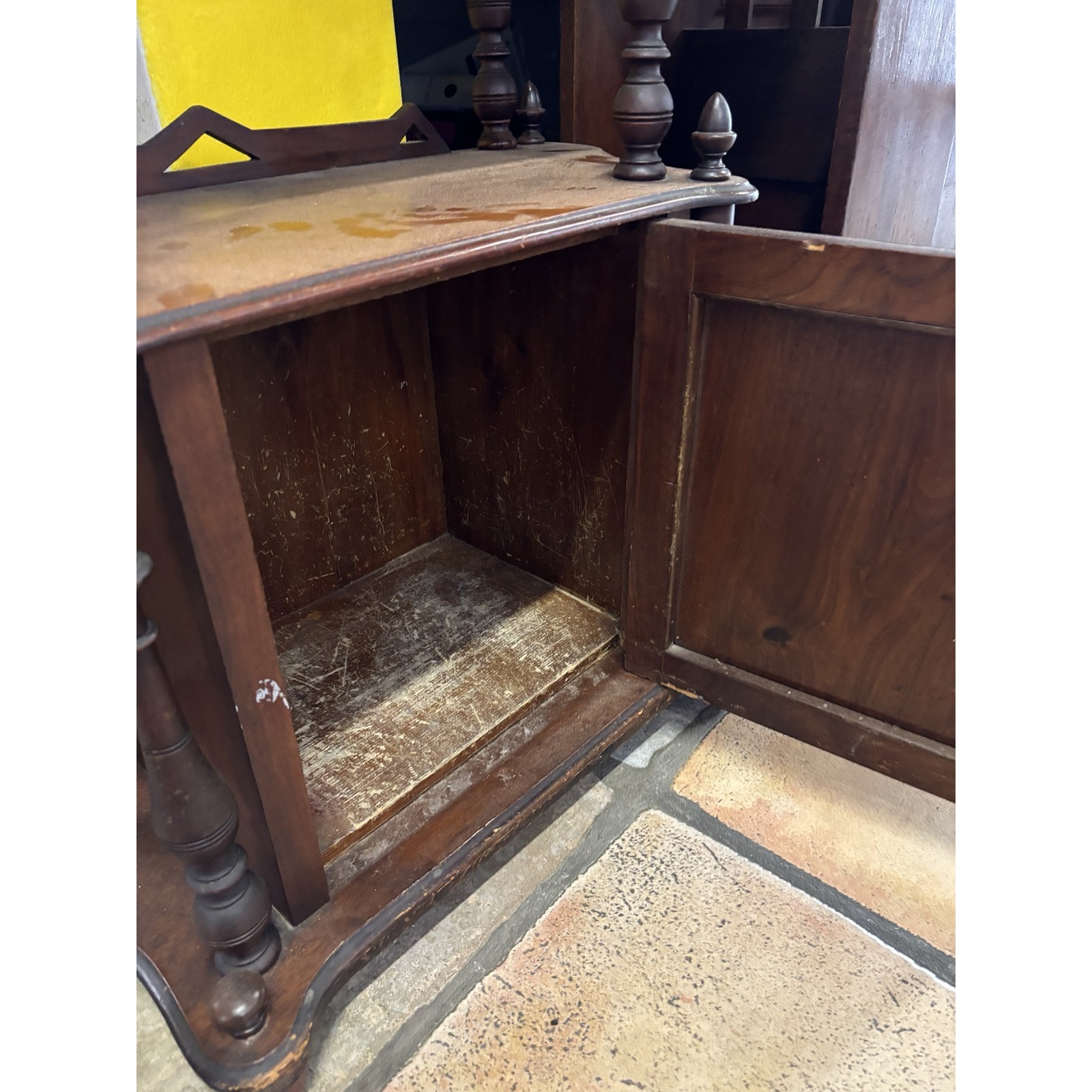 Antique Victorian Whatnot Stand with Mirror & Cupboard - Image 6