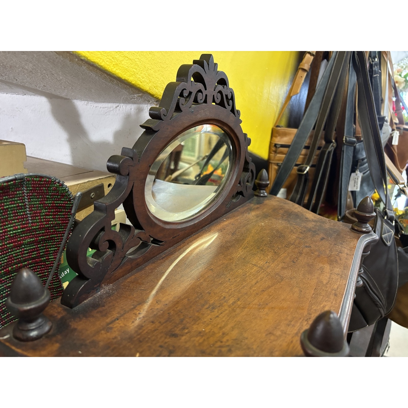 Antique Victorian Whatnot Stand with Mirror & Cupboard - Image 5
