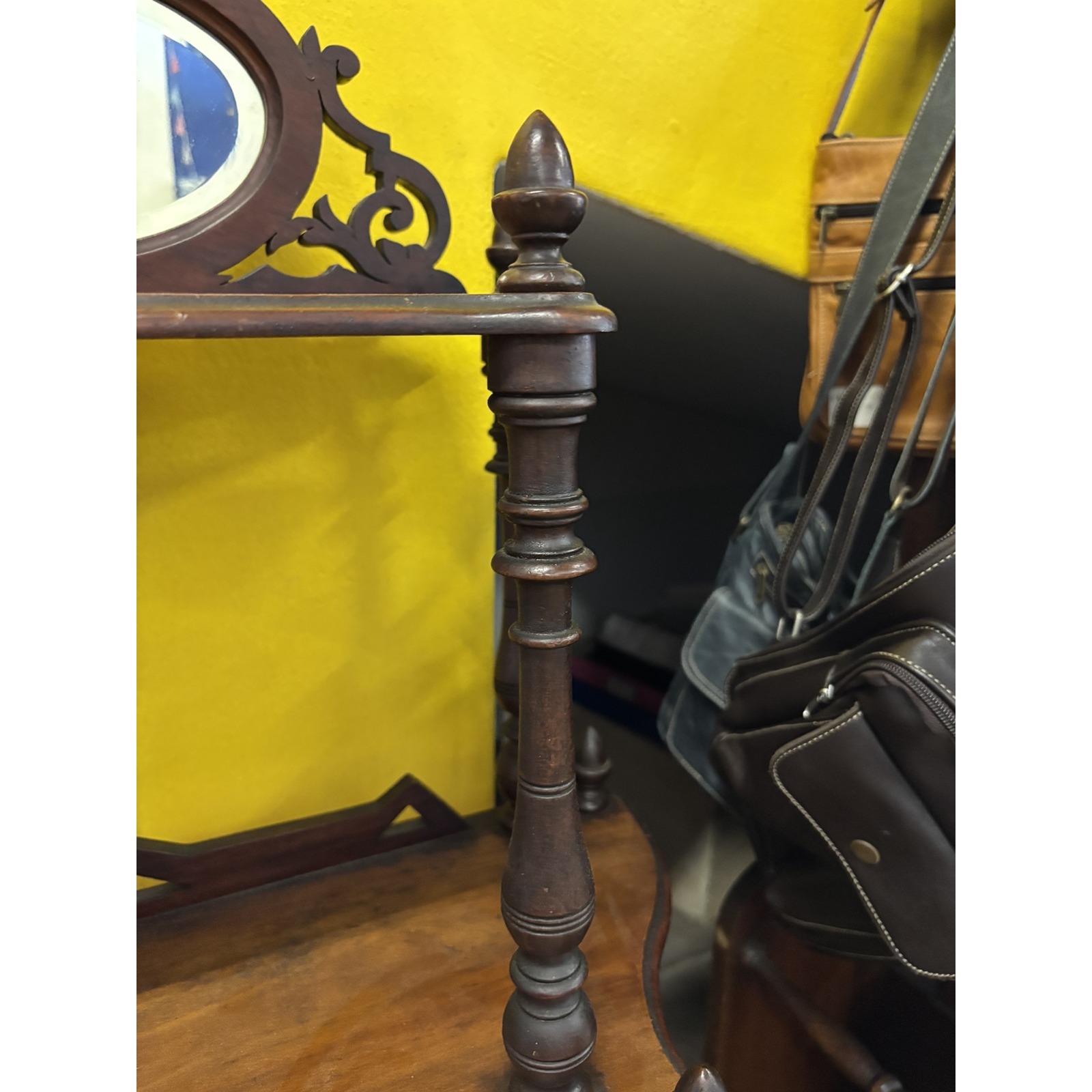 Antique Victorian Whatnot Stand with Mirror & Cupboard - Image 4