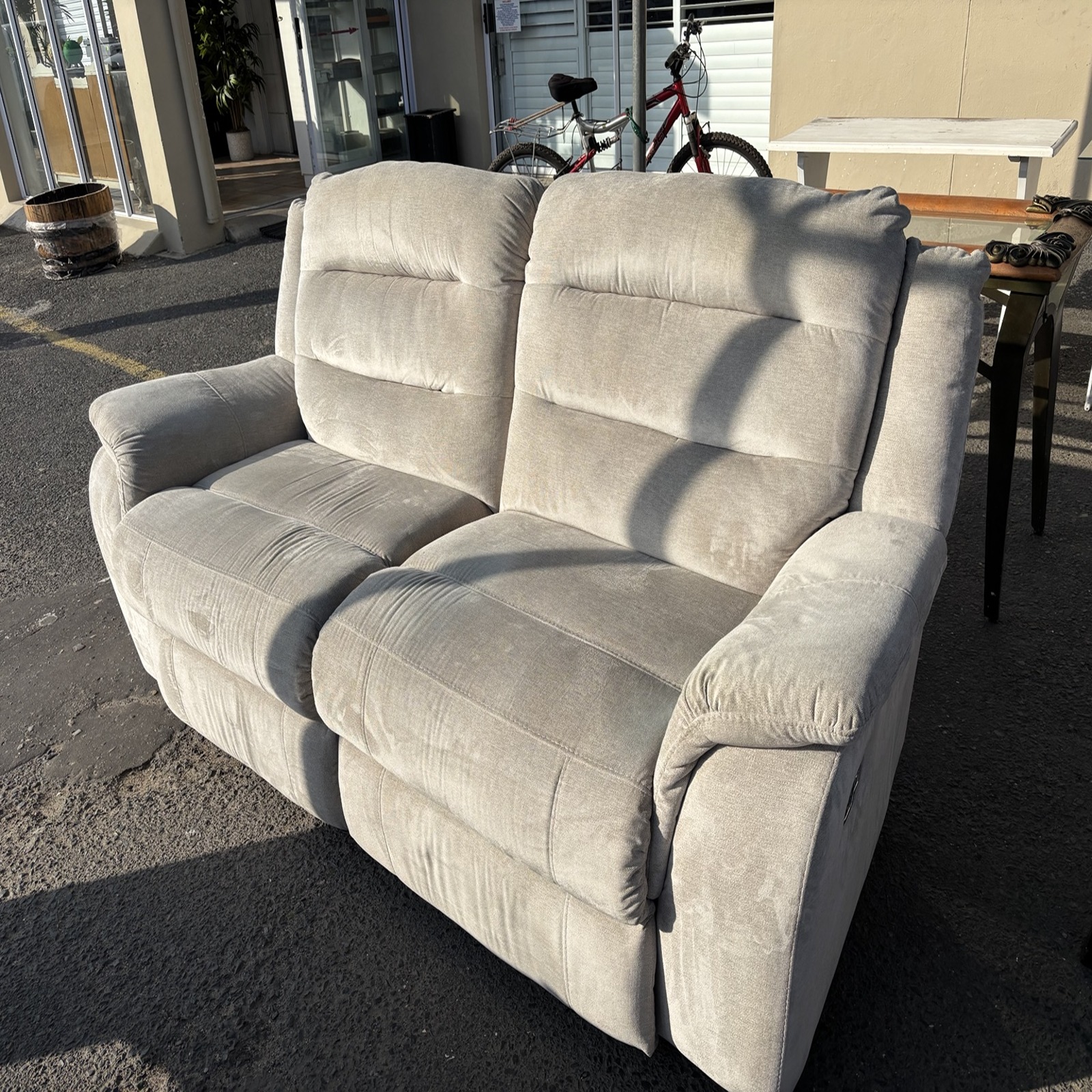 Beige Fabric Electric Reclining 2-Seater Couch LazBoy - Image 4