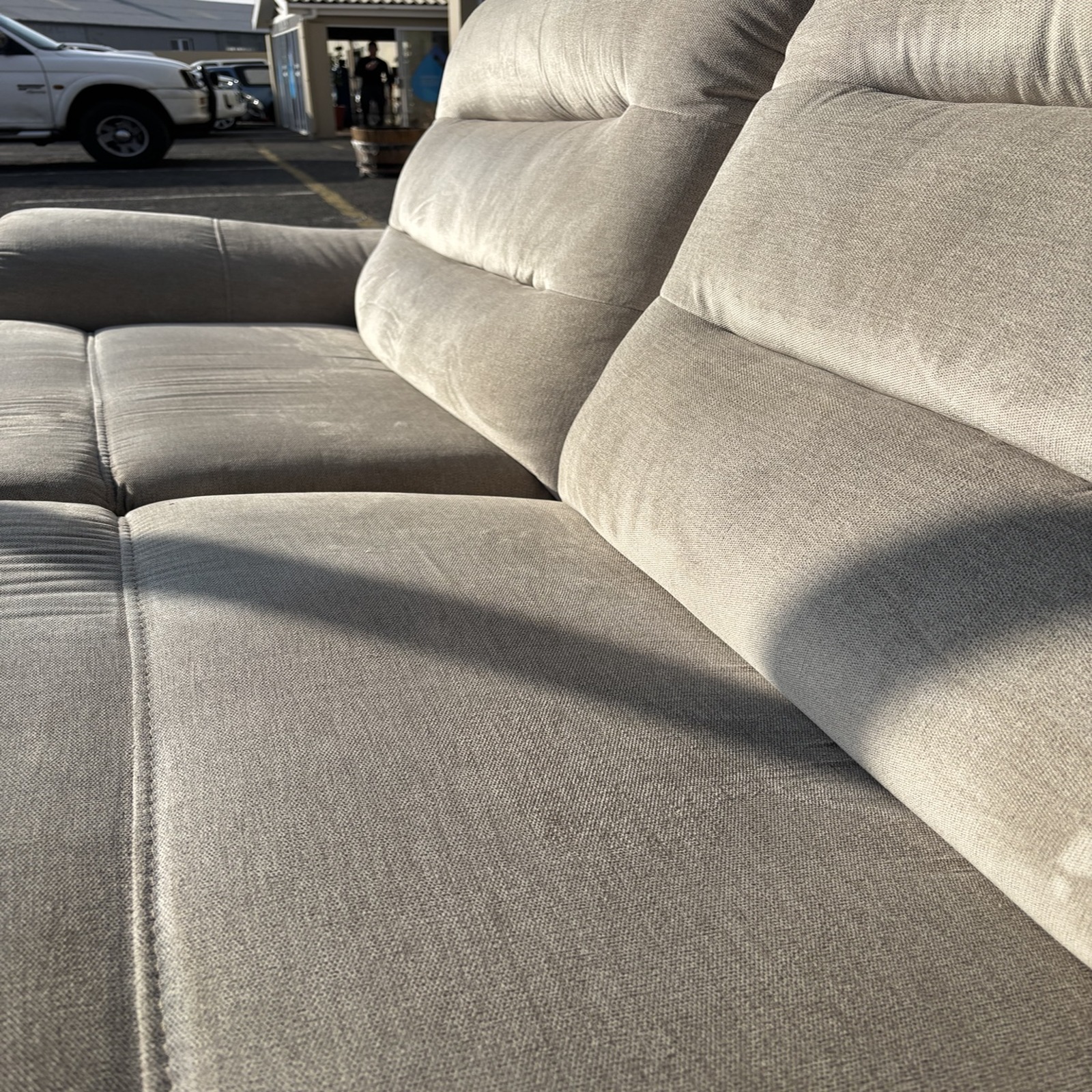 Beige Fabric Electric Reclining 2-Seater Couch LazBoy - Image 2