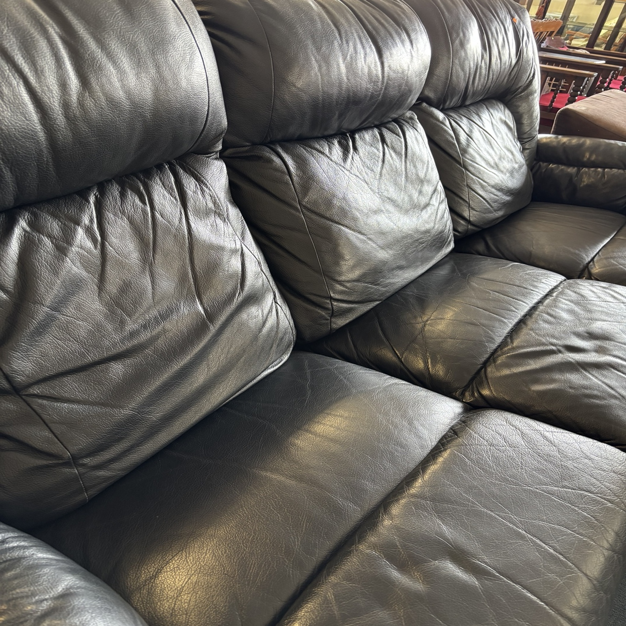Black Alpine Leather 3-Seater Recliner Couch - Image 5