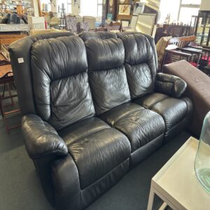 Black Alpine Leather 3-Seater Recliner Couch