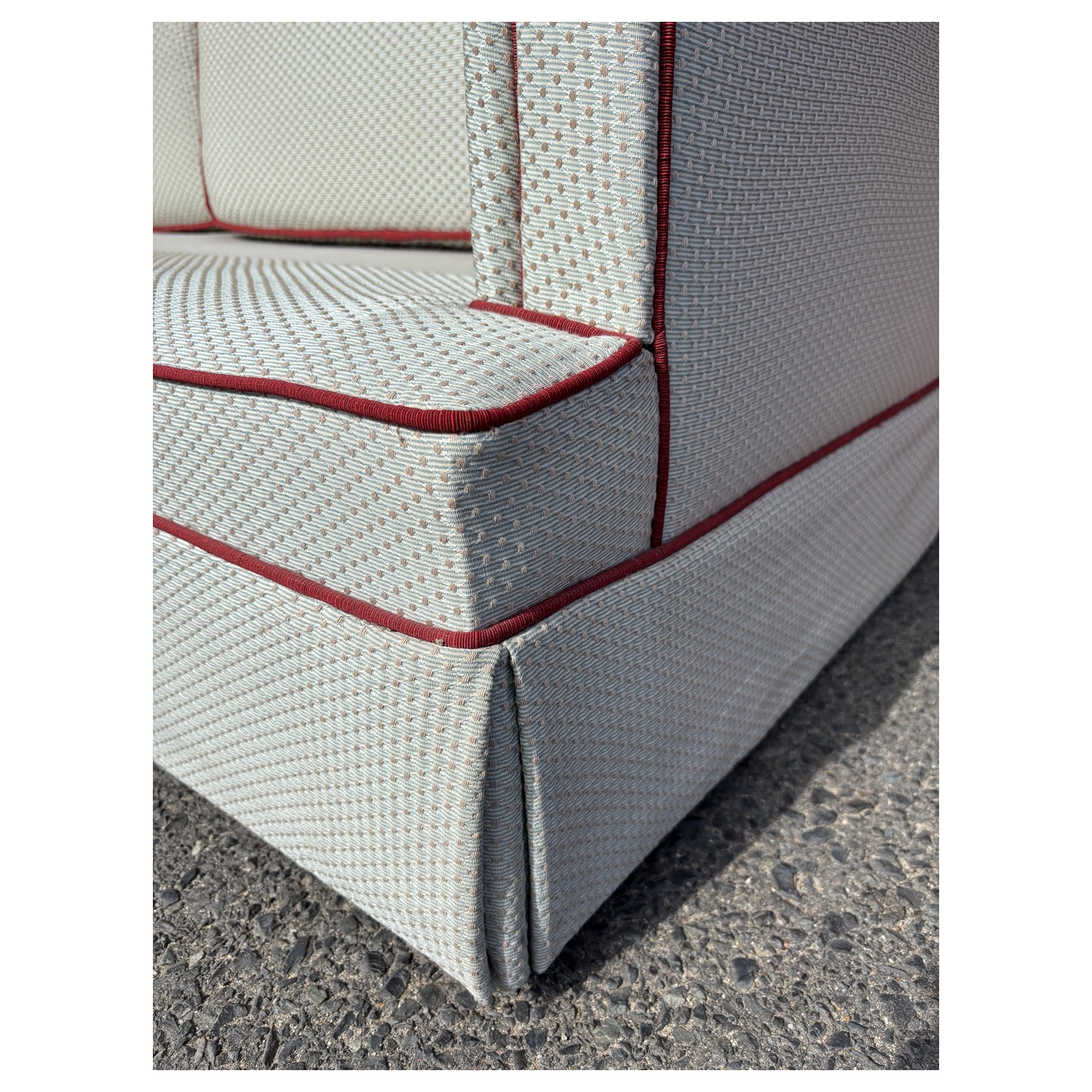 Classic Cream Two-Seater Sofa with Red Piping - Image 3