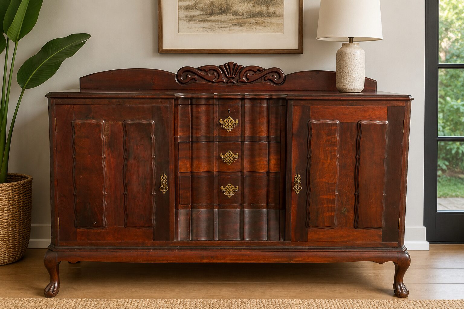 Duros Imbuia Sideboard with 3 Drawers & 2 Cupboards