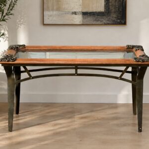 Ornate Glass Top Console Sofa Table
