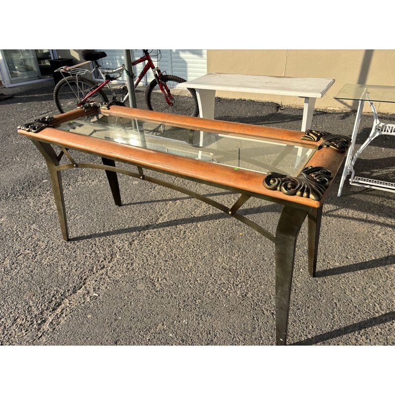 Ornate Glass Top Console Sofa Table - Image 4