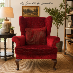 Classic Red Wingback Armchair with Cabriole Legs