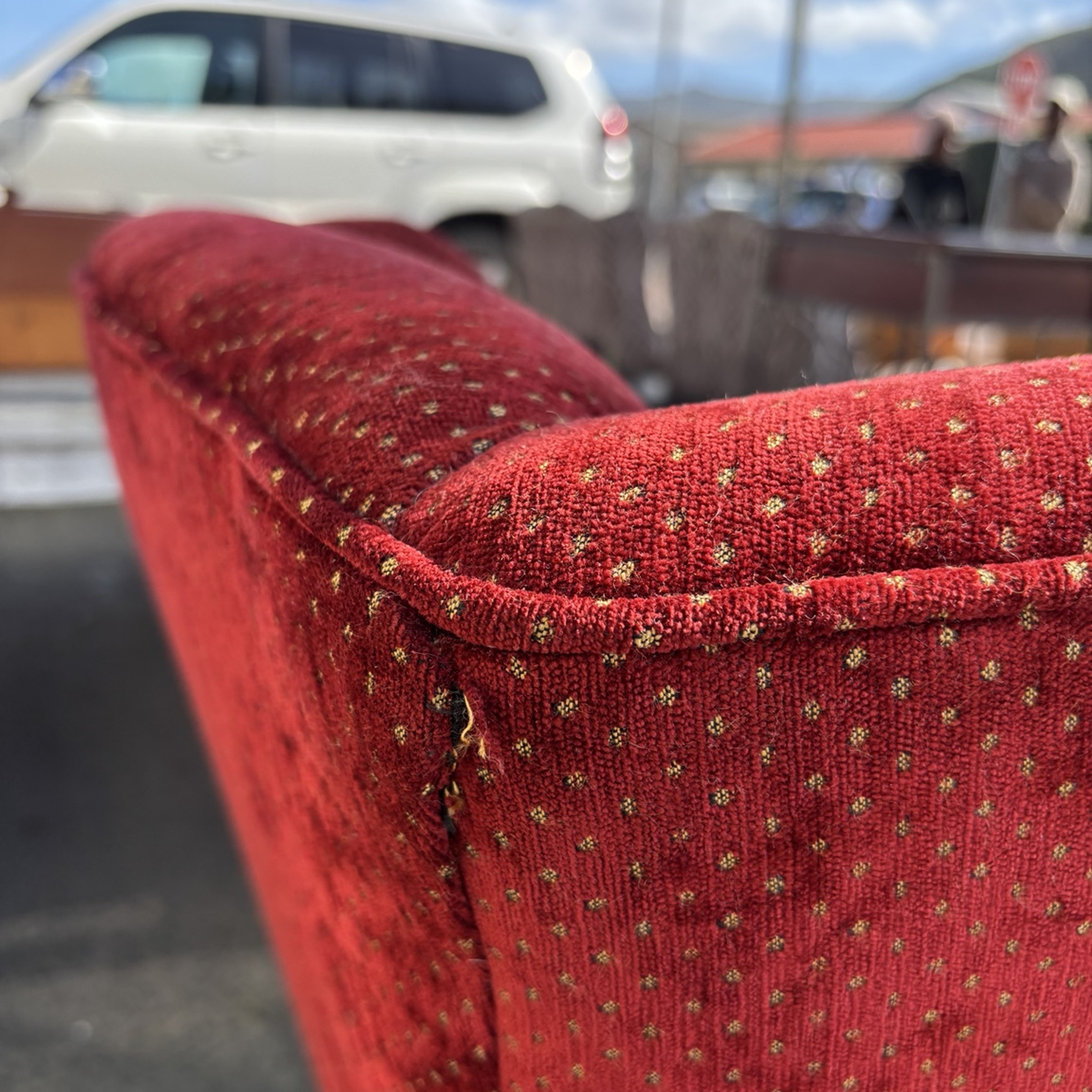 Classic Red Wingback Armchair with Cabriole Legs - Image 2