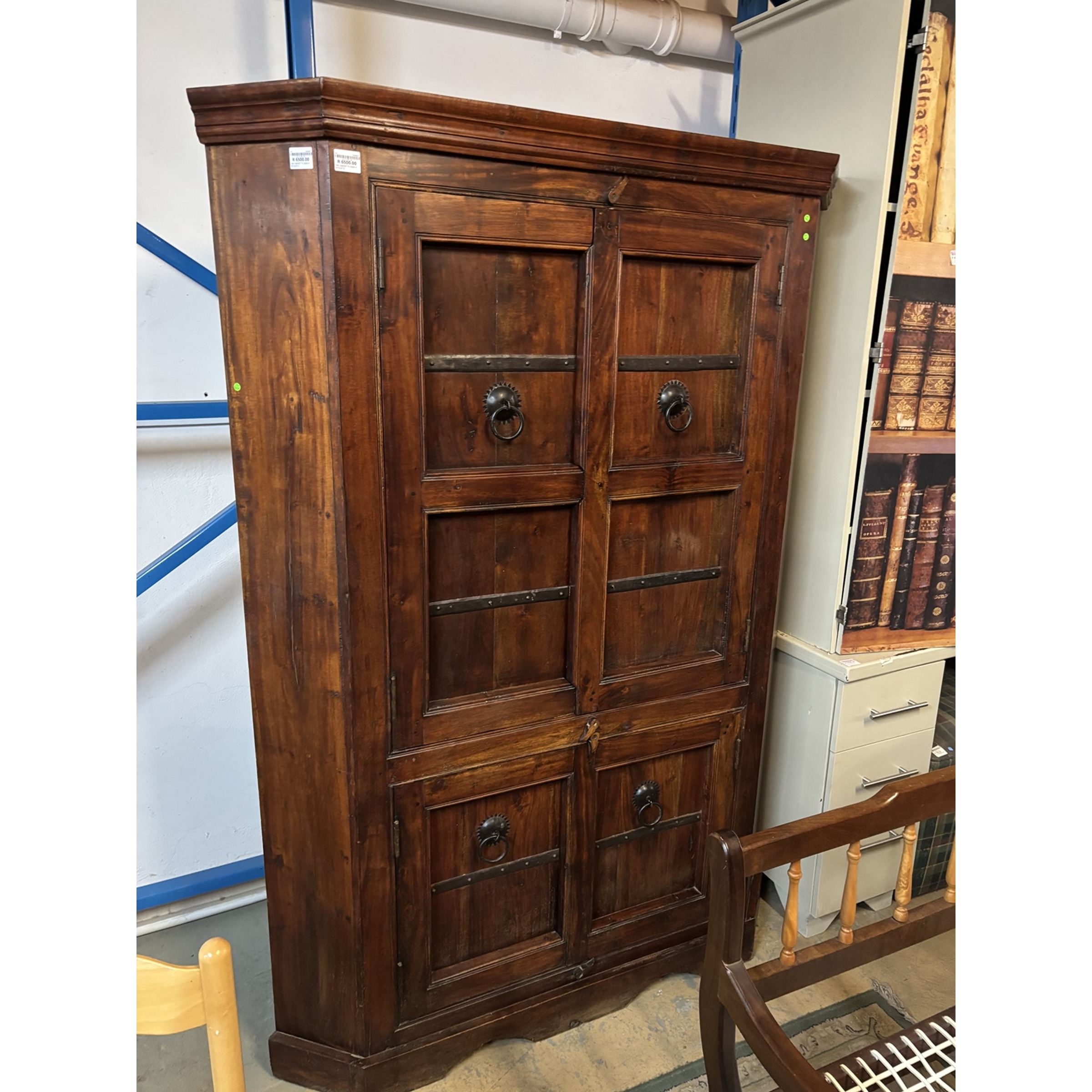 Rustic Dark Wood Corner TV & Storage Cabinet - Image 3