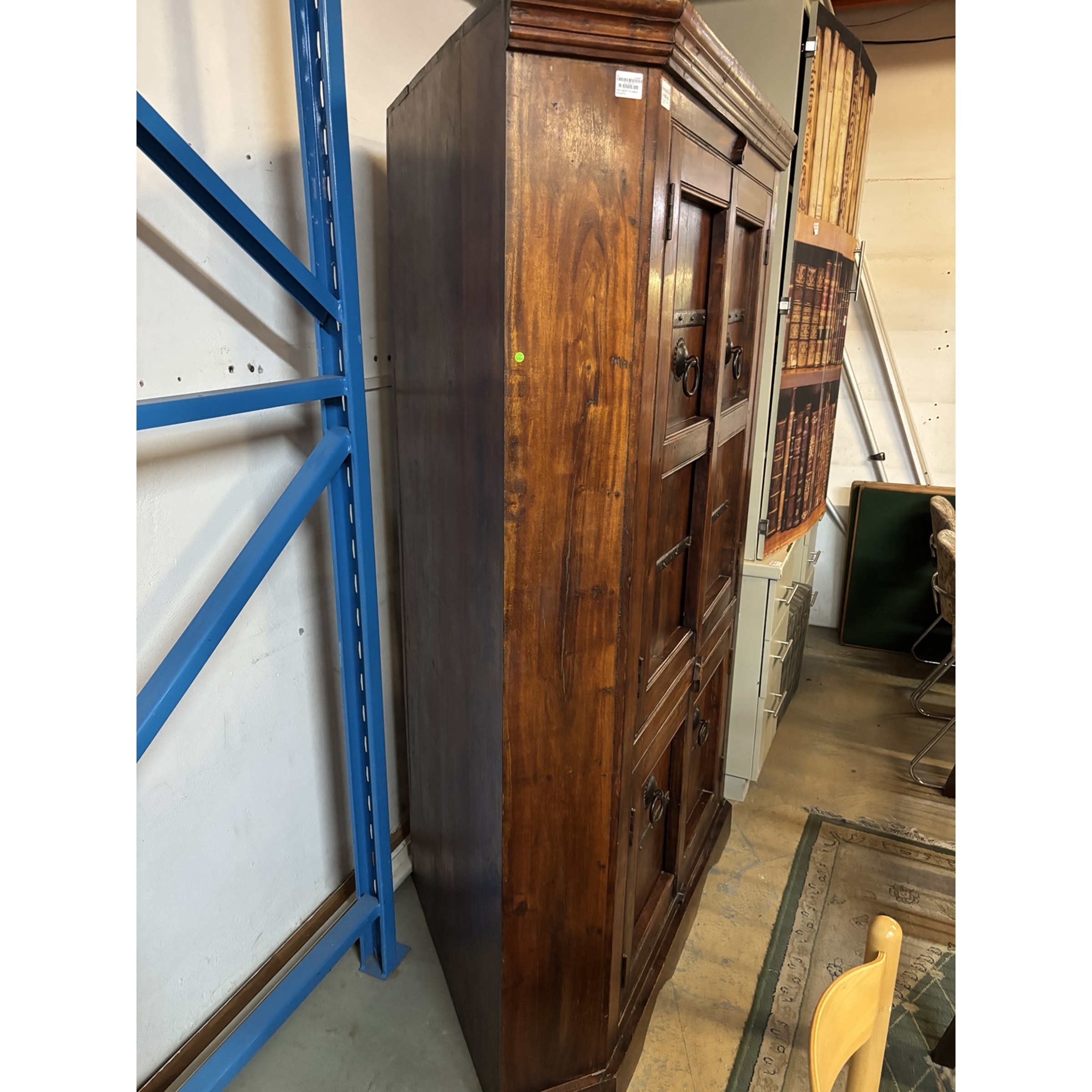 Rustic Dark Wood Corner TV & Storage Cabinet - Image 2