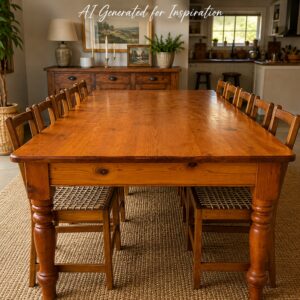 Solid Pine 10-Seater Farmhouse Dining Table