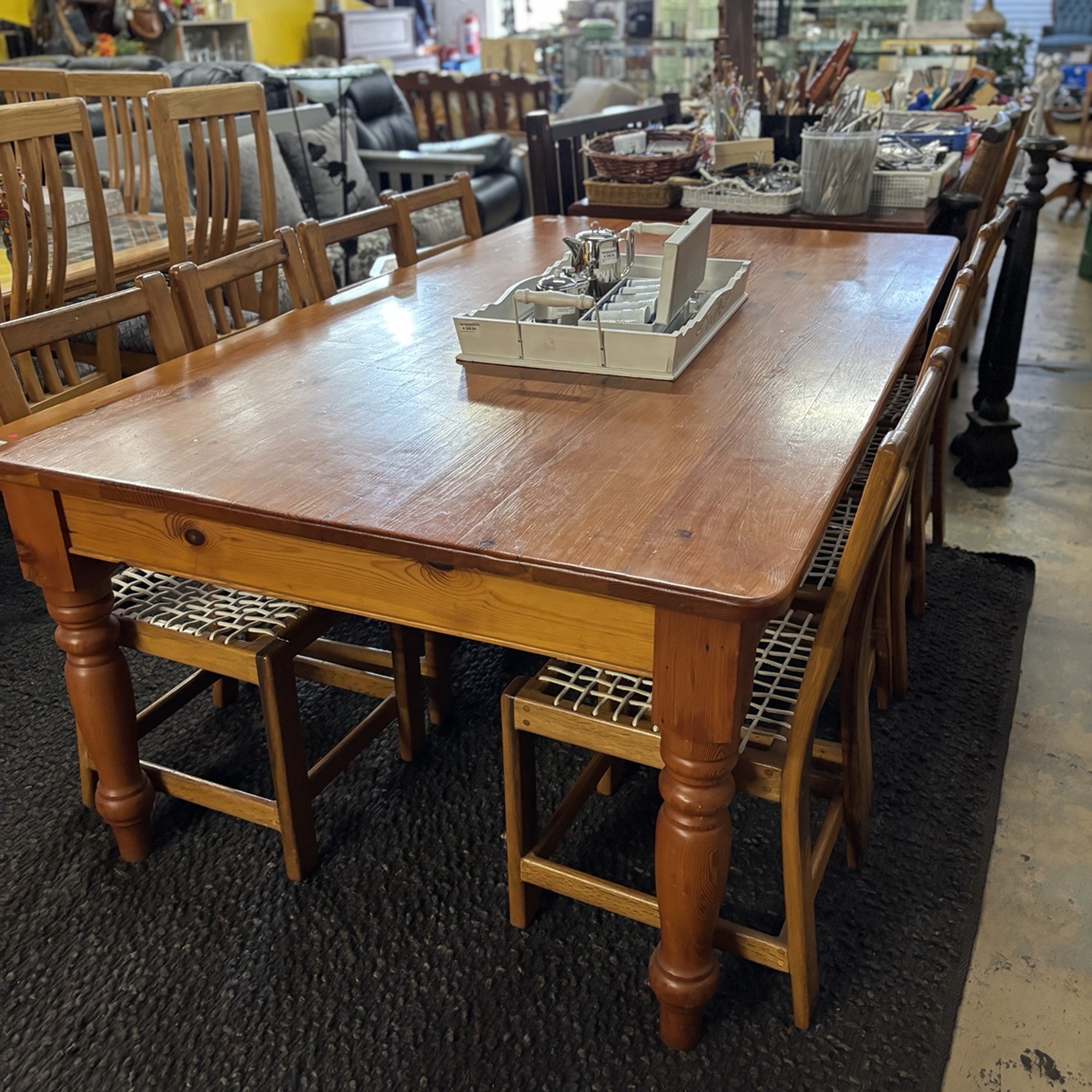 Solid Pine 10-Seater Farmhouse Dining Table - Image 3