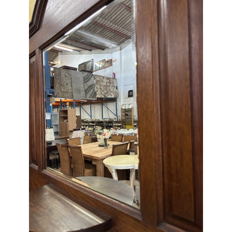 Victorian Solid Oak Hall Stand Storage Bench with Mirror - Image 3