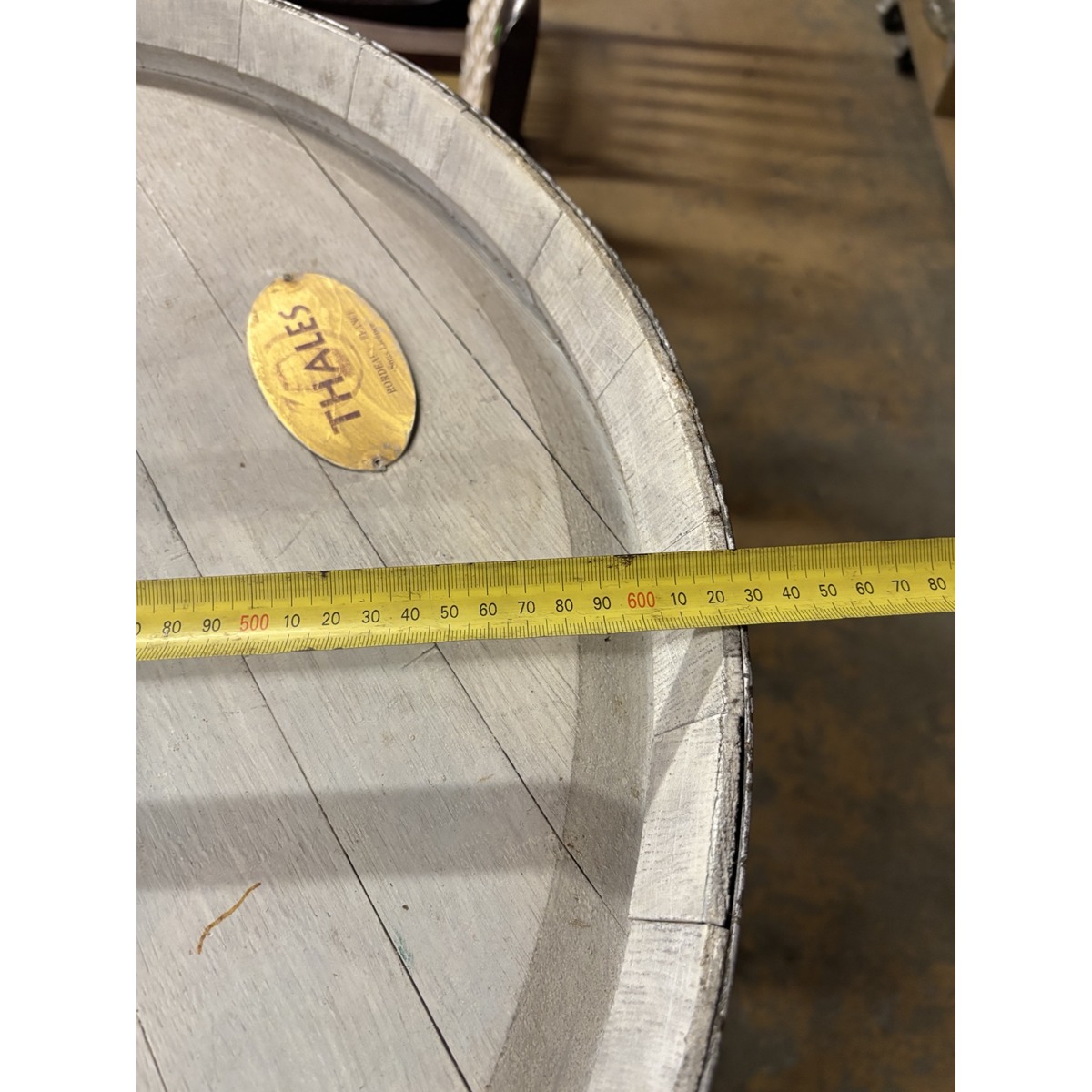 White Wine Barrel Display Table with Storage - Image 5