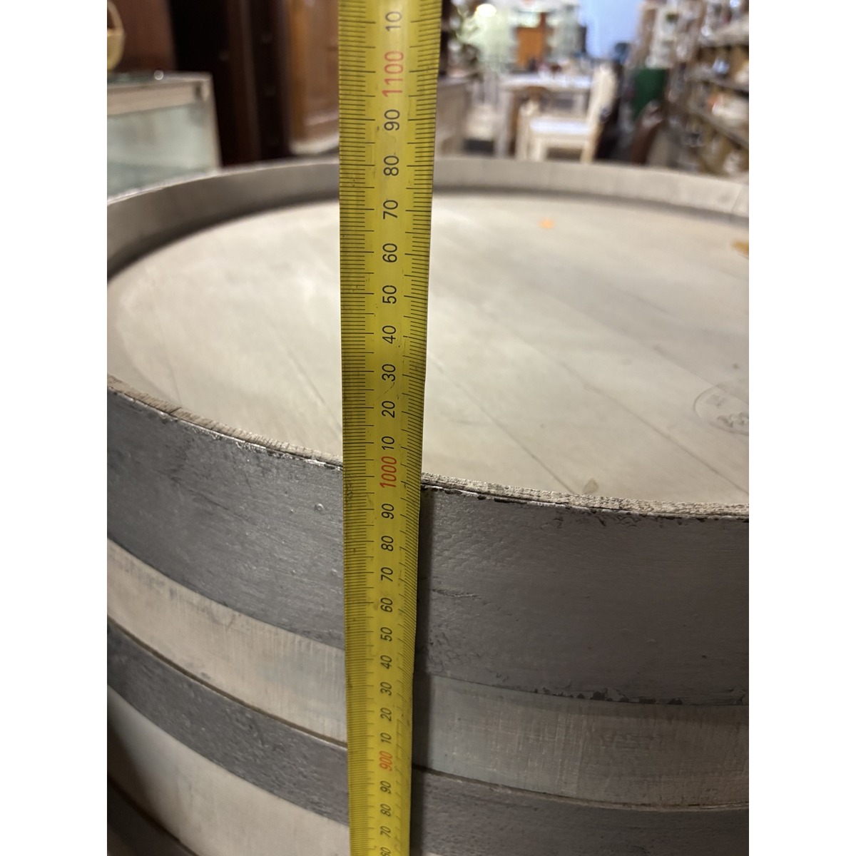 White Wine Barrel Display Table with Storage - Image 4