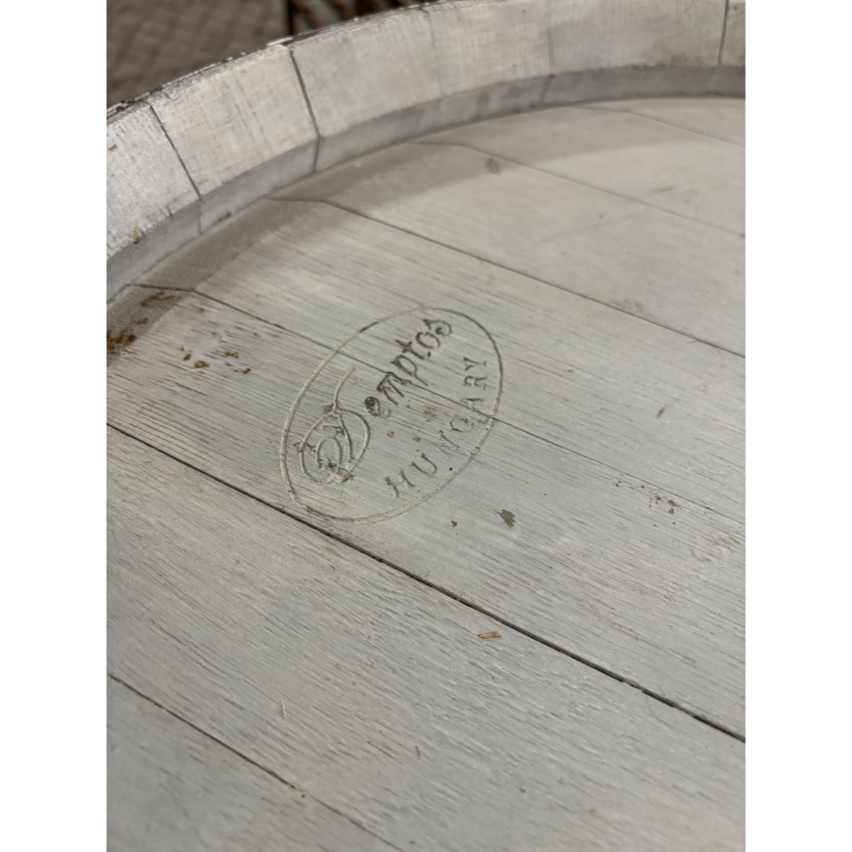 White Wine Barrel Display Table with Storage - Image 3