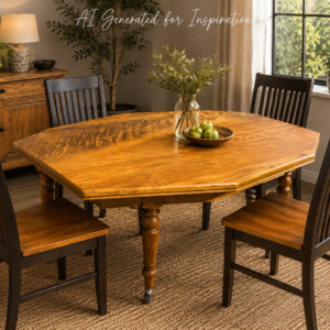 Solid Yellowwood Hexagonal Dining Table on Castors