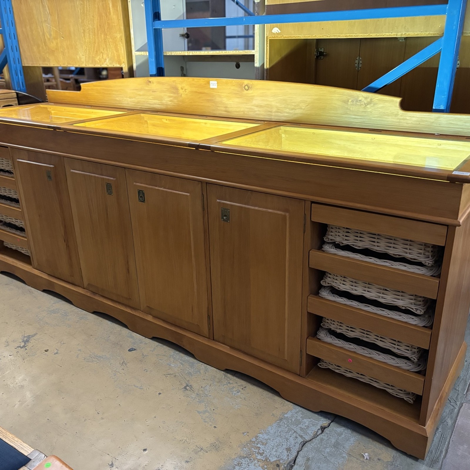 Large Yellowwood Sideboard with Glass Display Top - Image 7