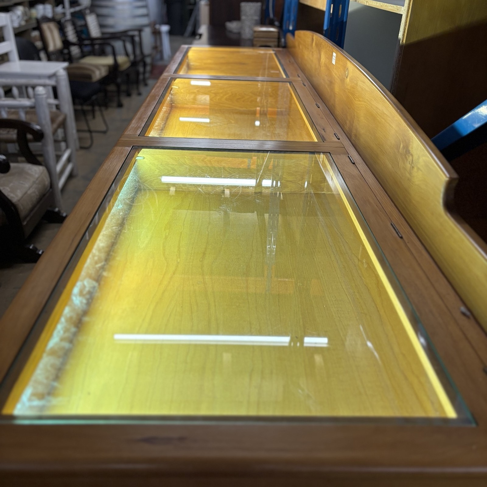 Large Yellowwood Sideboard with Glass Display Top - Image 6