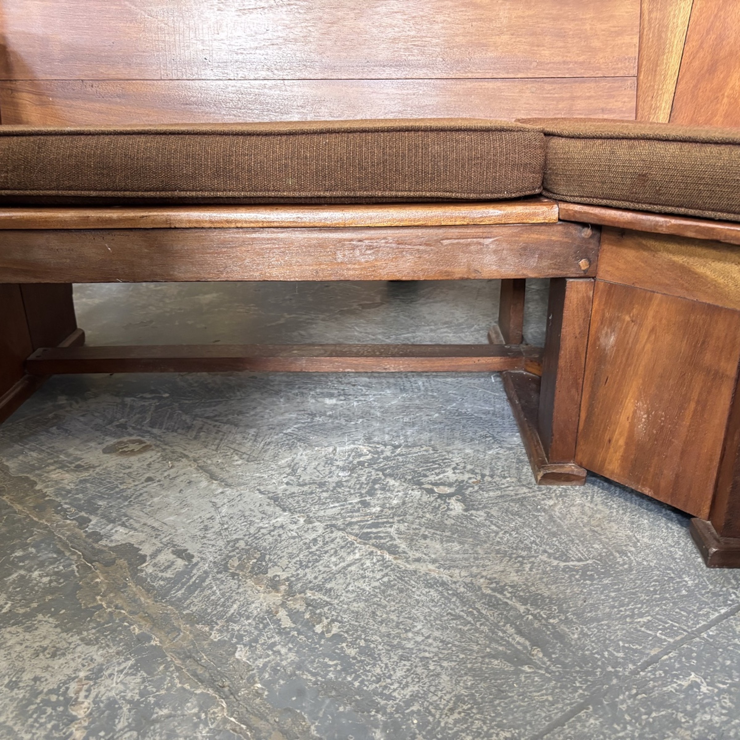 Vintage Wooden Corner Church Pew Bench with Cushions - Image 3